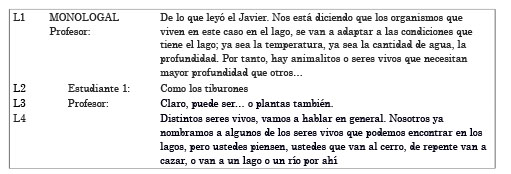 Fragmento de ciclo de
interacción monologal, organización de información.