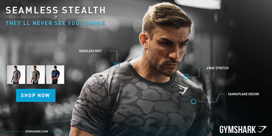 Advert of Gymshark’s Seamless Stealth Collection