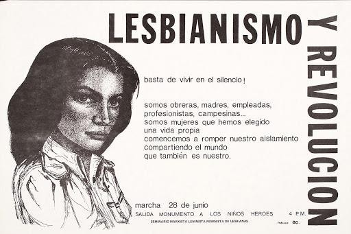 Póster de 1980 “Lesbianismo y revolución”, hecho por el Seminario Marxista Leninista Feminista de Lesbianas.