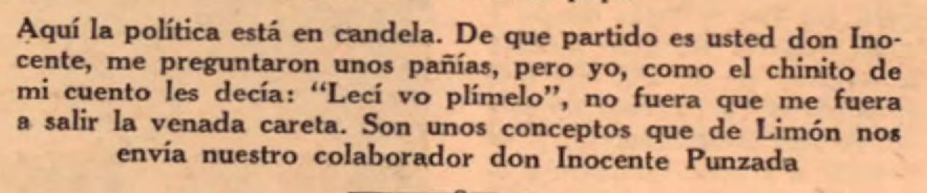 Extracto de la nota de prensa “Viera amigo, qué bien me ha ido aquí en Limón, la ciudad de las bicicletas!”