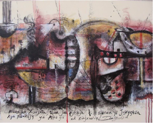 Gilberto Delgado, Cosmovisión Mixe, acrílico y tinta china sobre tela, 2008, 100 x 80 cm.