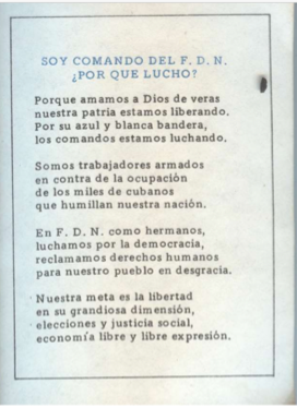 “Soy comando del F. D. N. ¿Por qué lucho?”