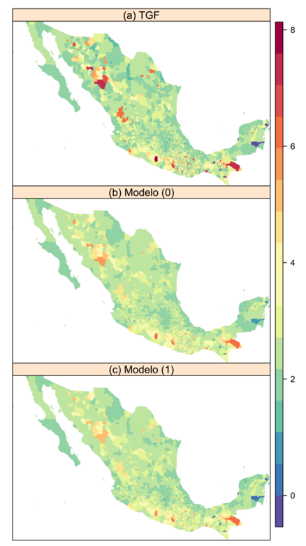 Tasa global de fecundidad municipal. México, 2020