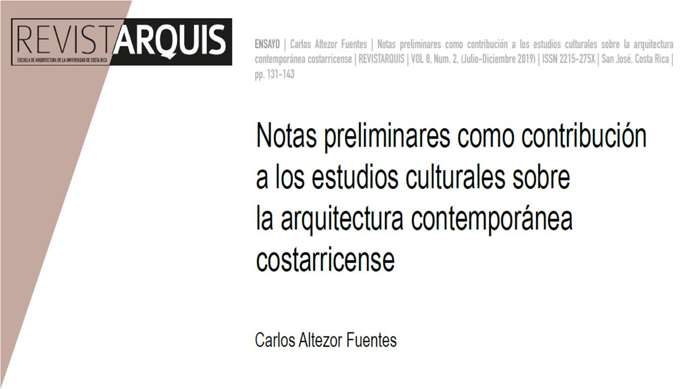 Portada texto Notas preliminares como contribución a los estudios culturales sobre la arquitectura