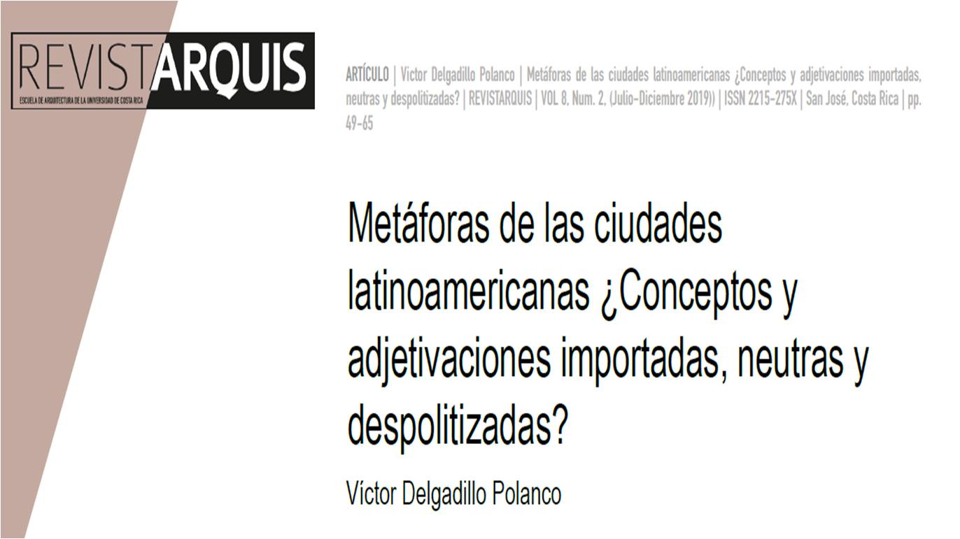 Portada "Metáforas de las ciudades latinoamericanas ¿Adjetivaciones importadas, neutras y despolitizadas?