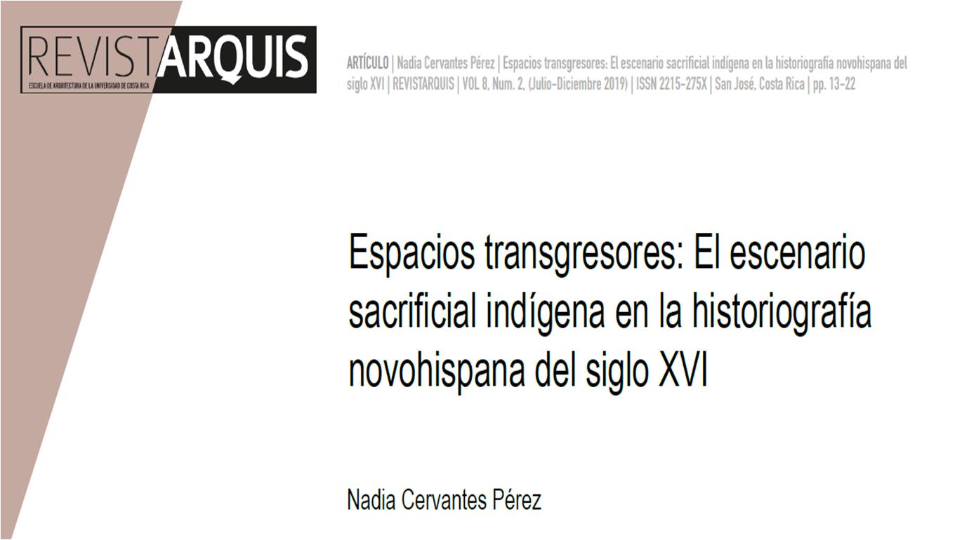 Portada "Espacios transgresores: el escenario sacrificial indígena en la historiografía novohispana del siglo XVI"