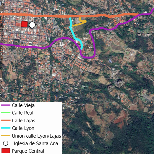  Ubicación de la zona de estudio. Se muestra la ubicación y relación de los caminos mencionados