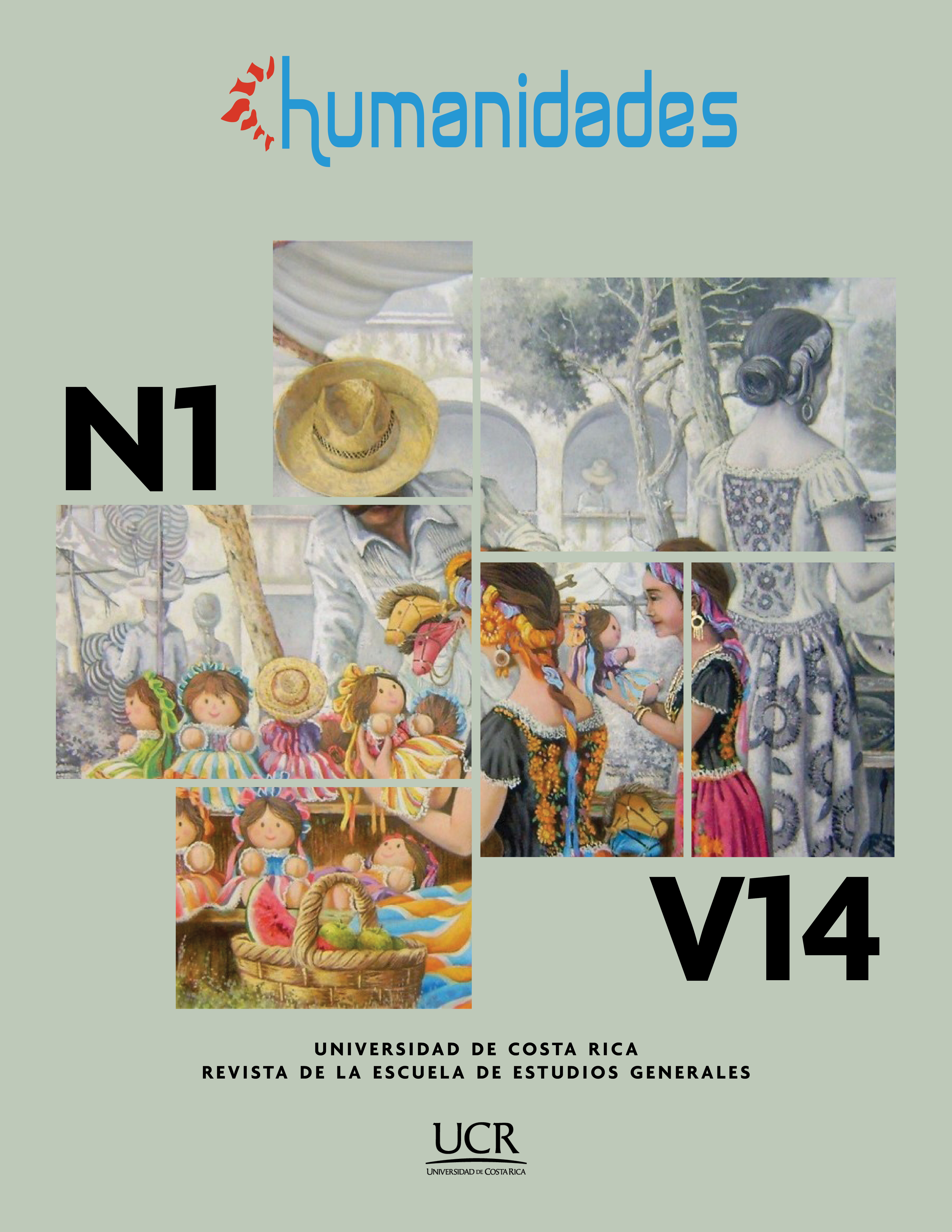 Portada del fascículo 14(1): Imagen en óleo de un mercado con tres mujeres sosteniendo muñecas tradicionales